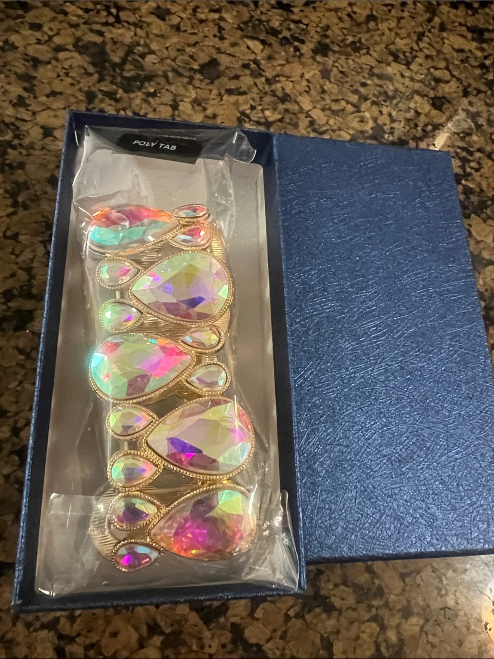 Gold-Tone Iridescent Teardrop Bracelet - Multicolor